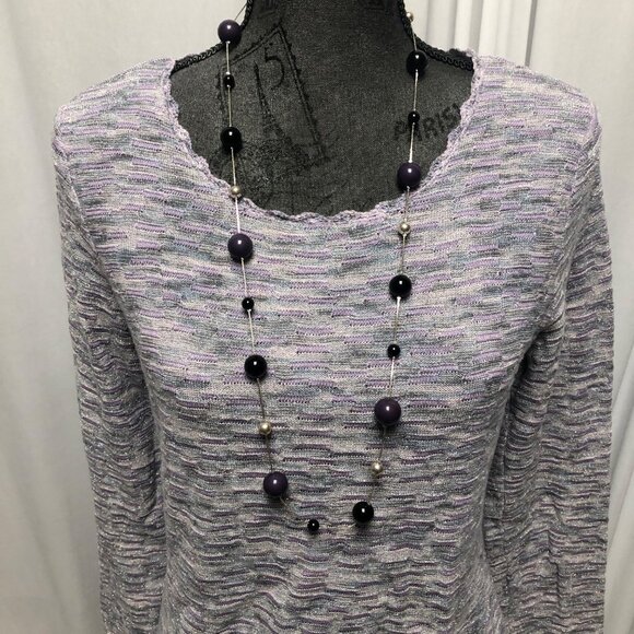JH Collectibles Sweater Womens Size Medium Lavender Silver Metallic Long Sleeve - Picture 2 of 6